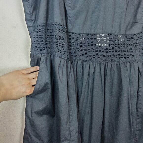 NWT Torrid Cotton Poplin Sheer Lace Waist Tie Back Tiered Midi Dress 3X Classic - Picture 7 of 16